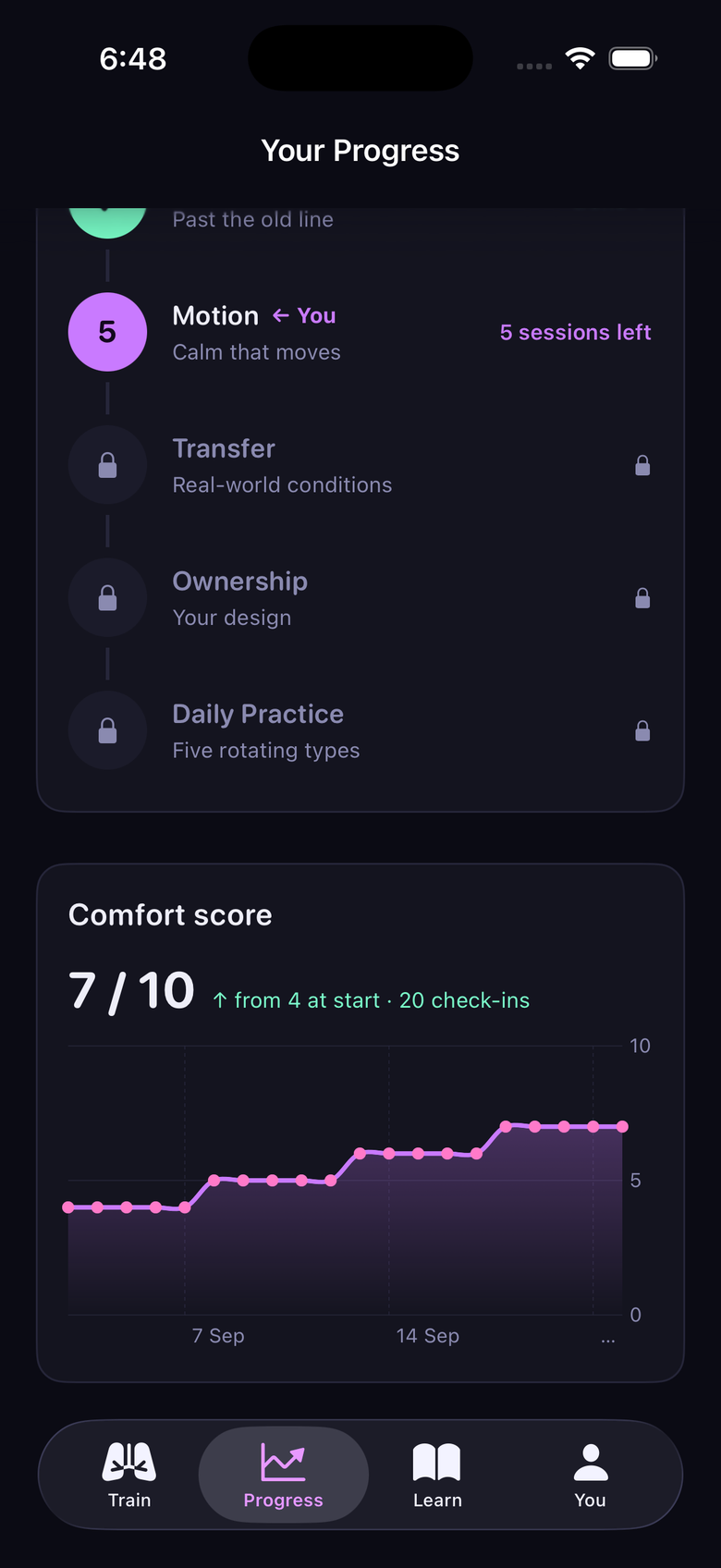 ReflexFlow app, screen 2
